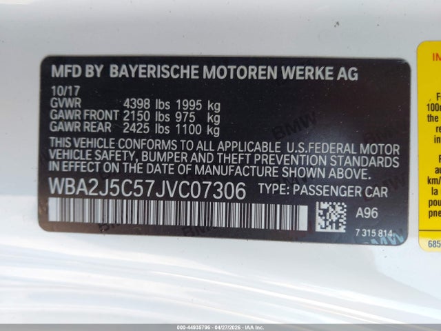 2018 Bmw M240i მანქანა იყიდება აუქციონზე, vin: WBA2J5C57JVC07306, აუქციონის ნომერი: 44935796