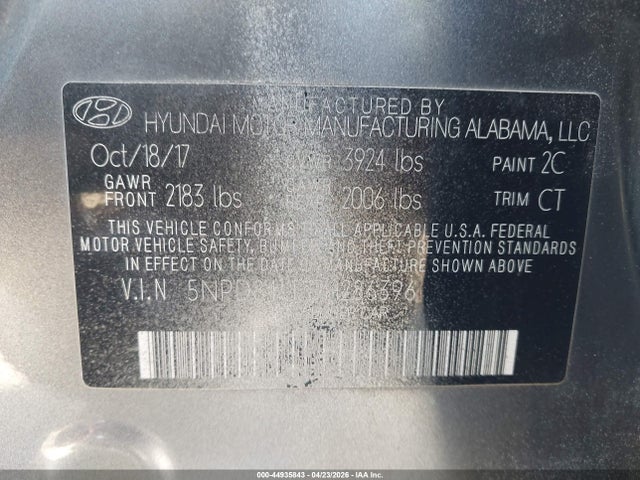2018 Hyundai Elantra Limited მანქანა იყიდება აუქციონზე, vin: 5NPD84LF1JH286396, აუქციონის ნომერი: 44935843