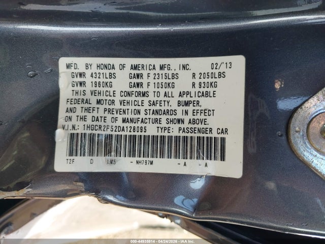 Продаж на аукціоні авто 2013 Honda Accord Sport, vin: 1HGCR2F52DA128095, номер лоту: 44935914