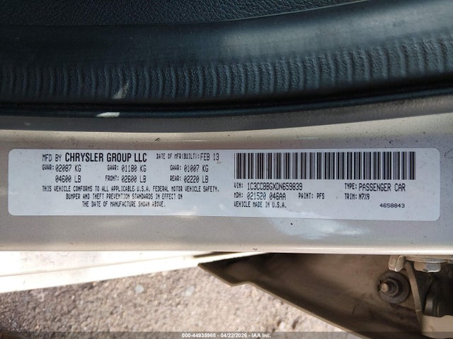 2013 Chrysler 200 Touring მანქანა იყიდება აუქციონზე, vin: 1C3CCBBGXDN659839, აუქციონის ნომერი: 44935968