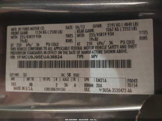 Aukcja sprzedaży 2014 Ford Escape Titanium, vin: 1FMCU9J95EUA38824, numer aukcji: 44935988