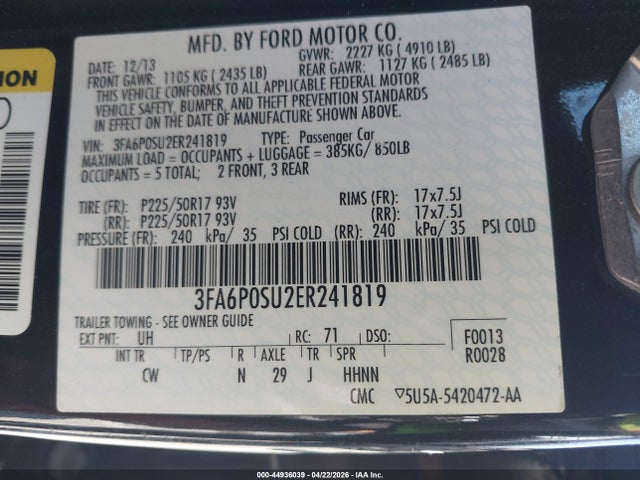 Ford Fusion Energi Titanium 2014 3FA6P0SU2ER241819 Image 9