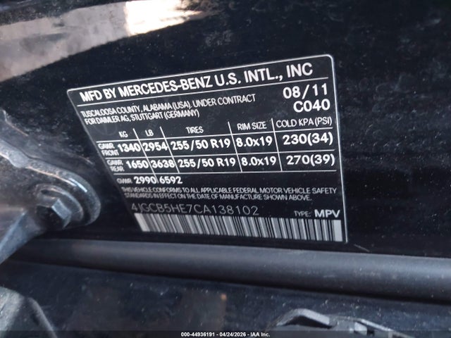 Продажа на аукционе авто 2012 Mercedes-benz R 350 4matic, vin: 4JGCB5HE7CA138102, номер лота: 44936191