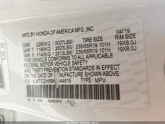 Acura Rdx Technology Package 2019 5J8TC2H59KL044615 Image 9