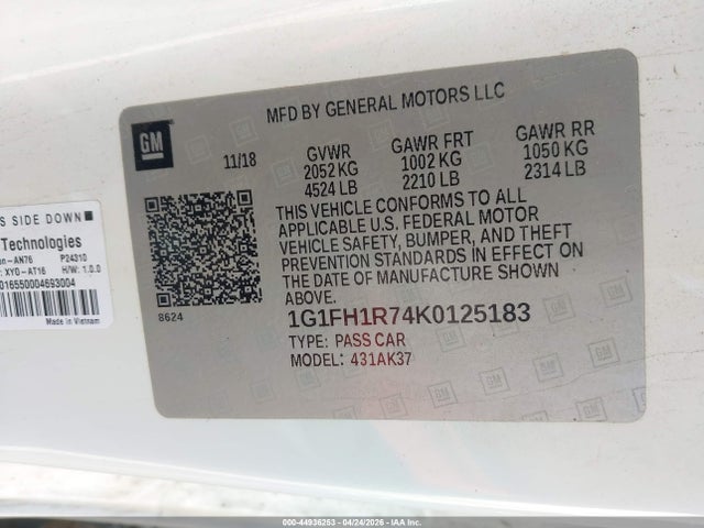 1G1FH1R74K0125183 Chevrolet CAMARO 2SS