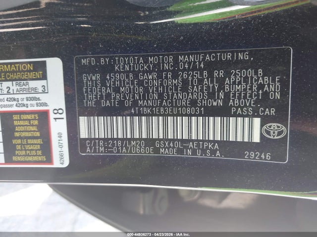 Toyota AVALON LIMITED 2014 4T1BK1EB3EU108031 Image 9