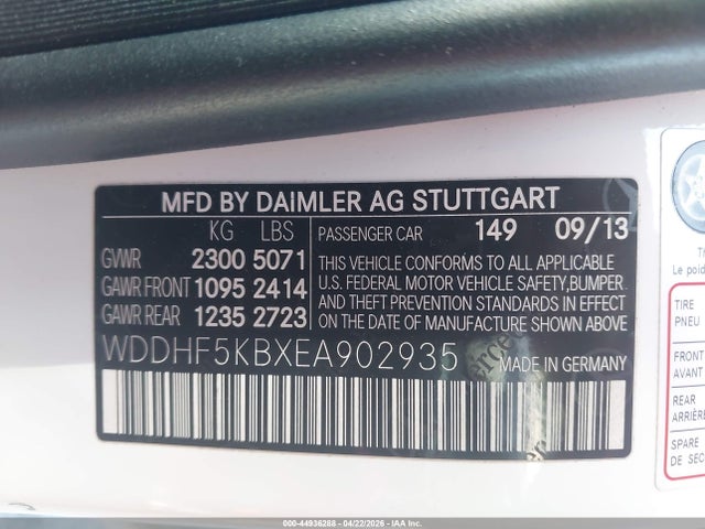 Aukcja sprzedaży 2014 Mercedes-benz E 350, vin: WDDHF5KBXEA902935, numer aukcji: 44936288