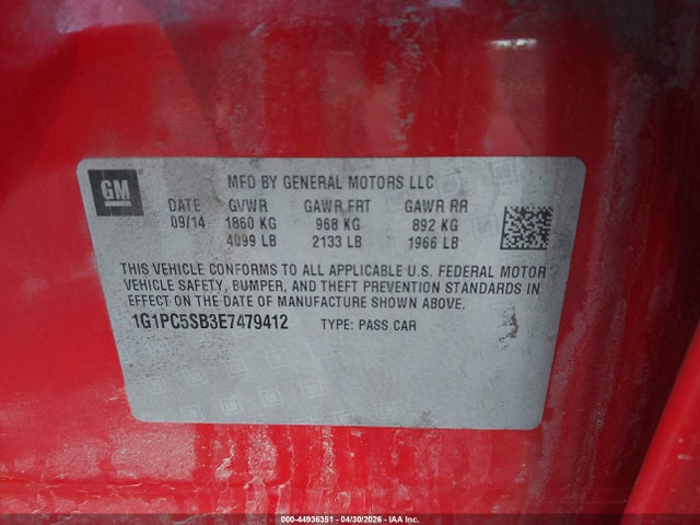 1G1PC5SB3E7479412 Chevrolet Cruze 1lt Auto