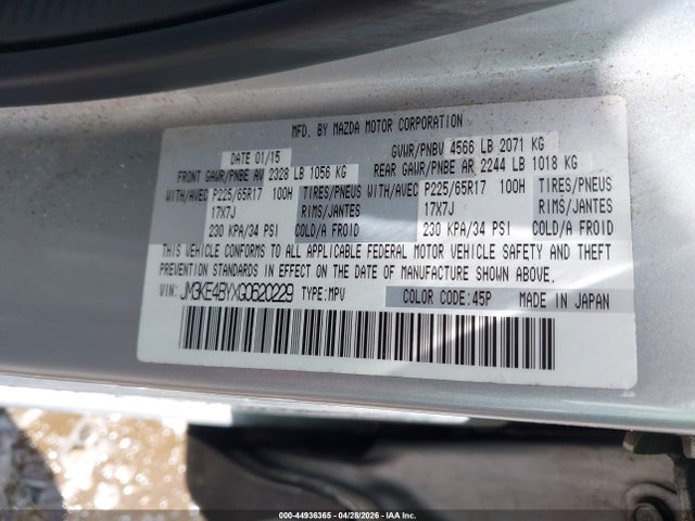 Aukcja sprzedaży 2016 Mazda Cx-5 Sport, vin: JM3KE4BYXG0620229, numer aukcji: 44936365