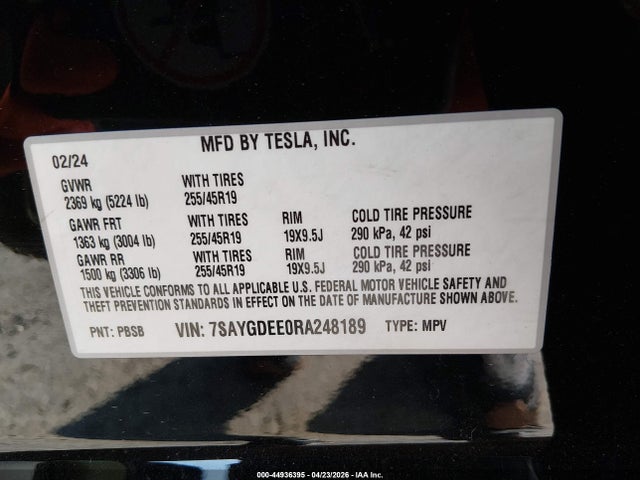 7SAYGDEE0RA248189 Tesla Model Y Long Range Dual Motor All-wheel Drive