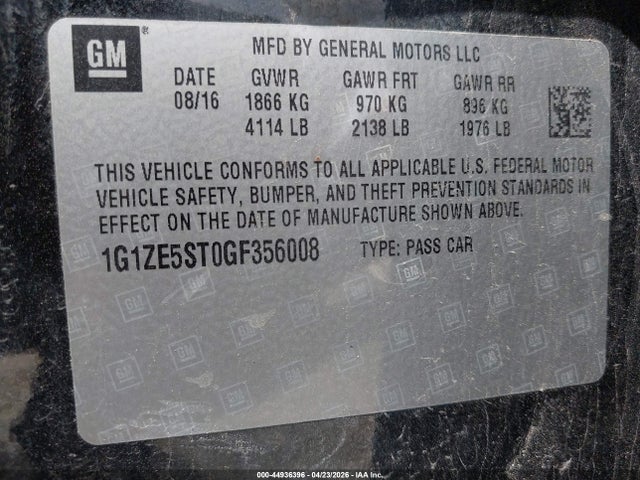 Chevrolet MALIBU 1LT 2016 1G1ZE5ST0GF356008 Image 9