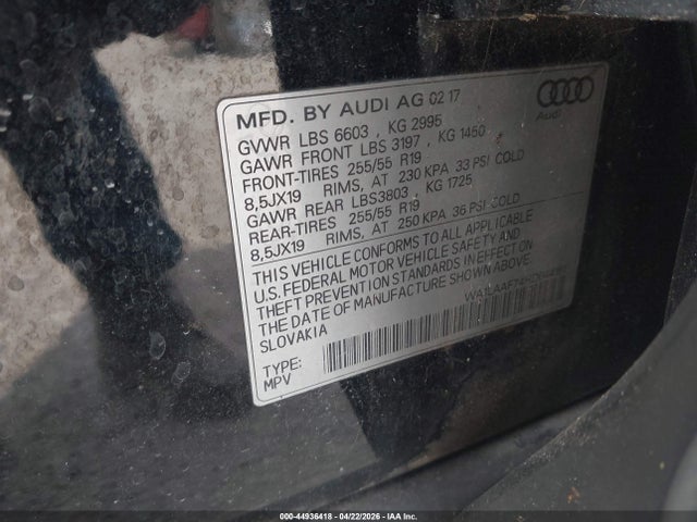 Продаж на аукціоні авто 2017 Audi Q7 3.0t Premium, vin: WA1LAAF74HD044151, номер лоту: 44936418
