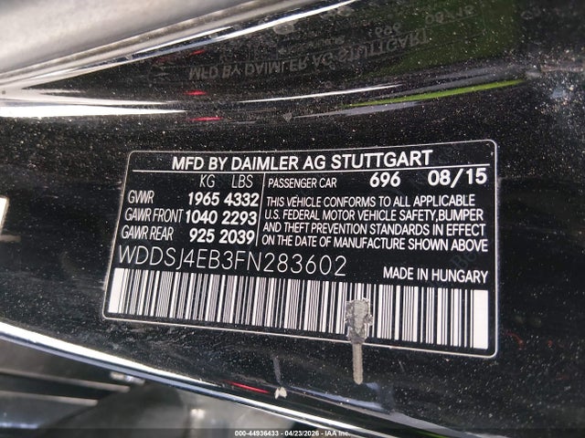 44936433 :رقم المزاد ، WDDSJ4EB3FN283602 vin ، 2015 Mercedes-benz Cla 250 مزاد بيع