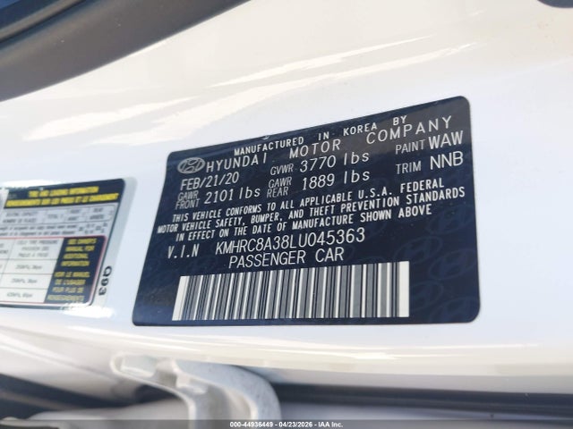 Продаж на аукціоні авто 2020 Hyundai Venue Sel, vin: KMHRC8A38LU045363, номер лоту: 44936449