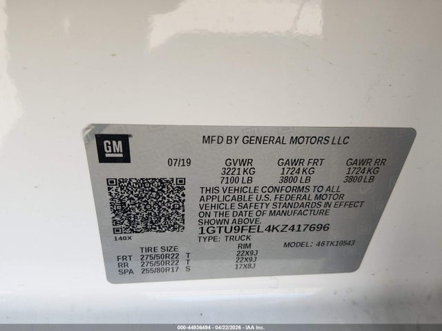 1GTU9FEL4KZ417696 GMC Sierra 1500 Denali