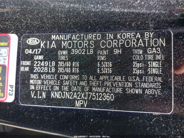 44936517 :رقم المزاد ، KNDJN2A2XJ7512360 vin ، 2018 Kia Soul مزاد بيع