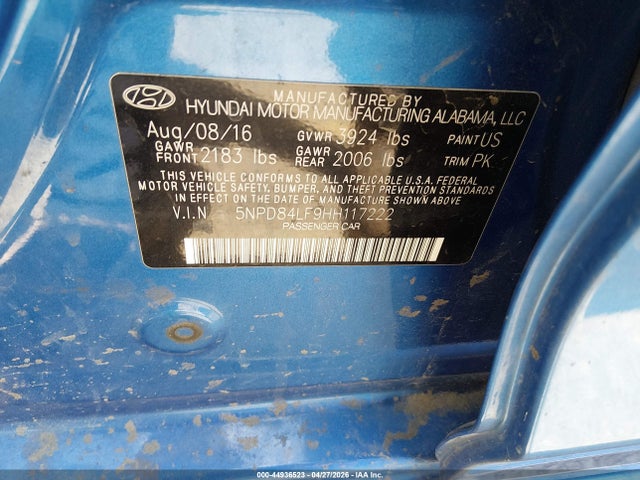 Продаж на аукціоні авто 2017 Hyundai Elantra Se, vin: 5NPD84LF9HH117222, номер лоту: 44936523
