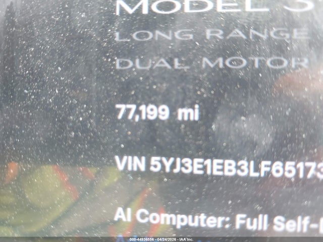 Продажа на аукционе авто 2020 Tesla Model 3 Long Range Dual Motor All-wheel Drive, vin: 5YJ3E1EB3LF651739, номер лота: 44936556