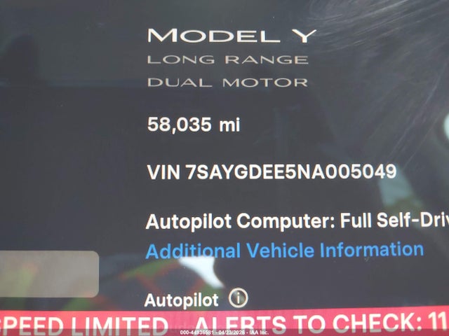 Продаж на аукціоні авто 2022 Tesla Model Y Long Range Dual Motor All-wheel Drive, vin: 7SAYGDEE5NA005049, номер лоту: 44936581