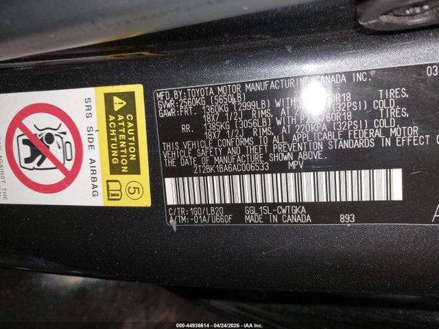 Aukcja sprzedaży 2010 Lexus Rx 350, vin: 2T2BK1BA6AC006533, numer aukcji: 44936614
