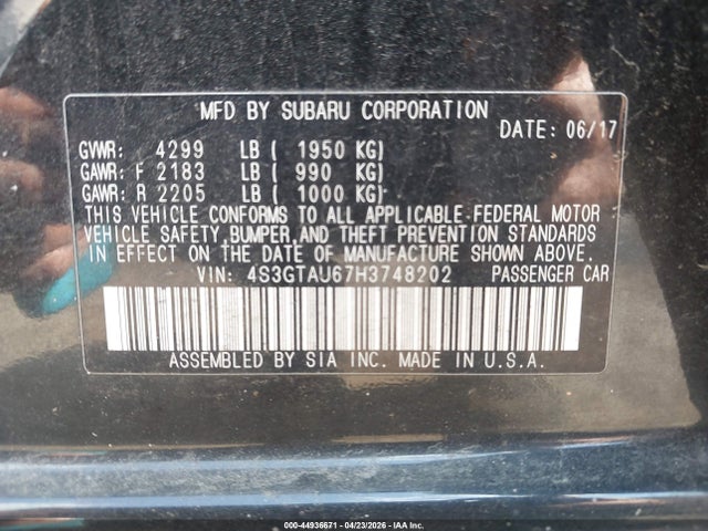 Продажа на аукционе авто 2017 Subaru Impreza 2.0i Limited, vin: 4S3GTAU67H3748202, номер лота: 44936671