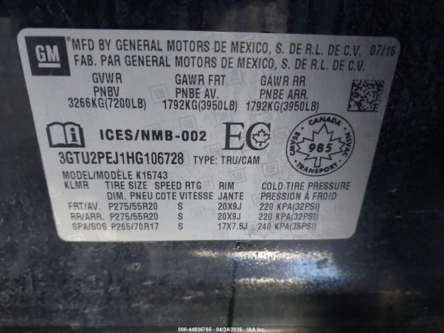3GTU2PEJ1HG106728 GMC Sierra 1500 Denali