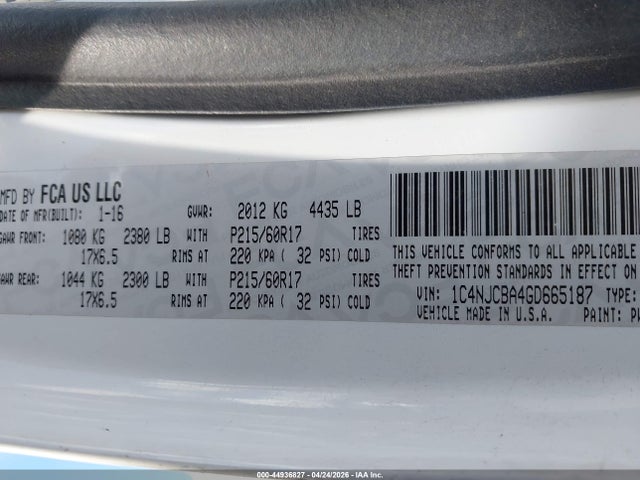 Jeep Compass Sport 2016 1C4NJCBA4GD665187 Image 9