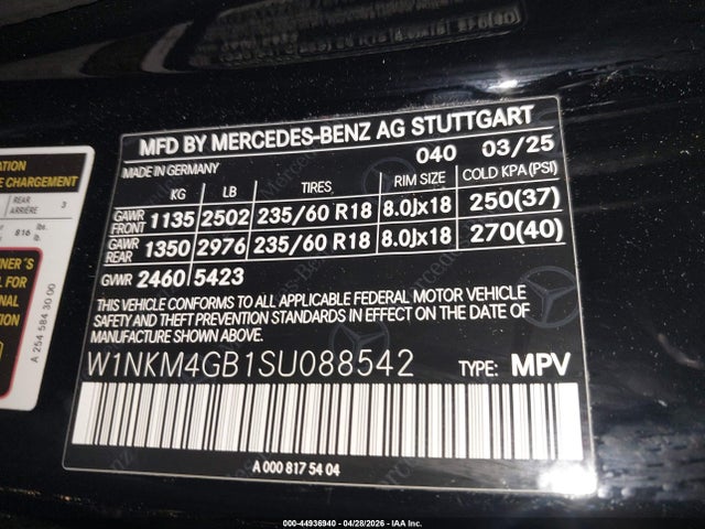 Aukcja sprzedaży 2025 Mercedes-benz Glc 300 Suv, vin: W1NKM4GB1SU088542, numer aukcji: 44936940