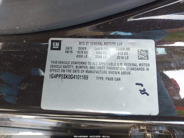44936946 :رقم المزاد ، 1G4PP5SK0G4101169 vin ، 2016 Buick Verano مزاد بيع