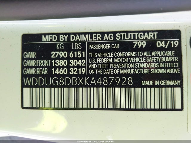 WDDUG8DBXKA487928 Mercedes-Benz S 560