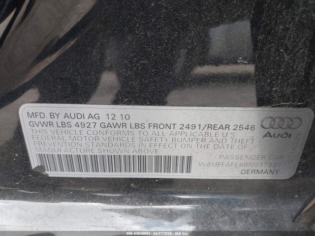 Aukcja sprzedaży 2011 Audi A4 2.0t Premium, vin: WAUFFAFL6BN037931, numer aukcji: 44936993