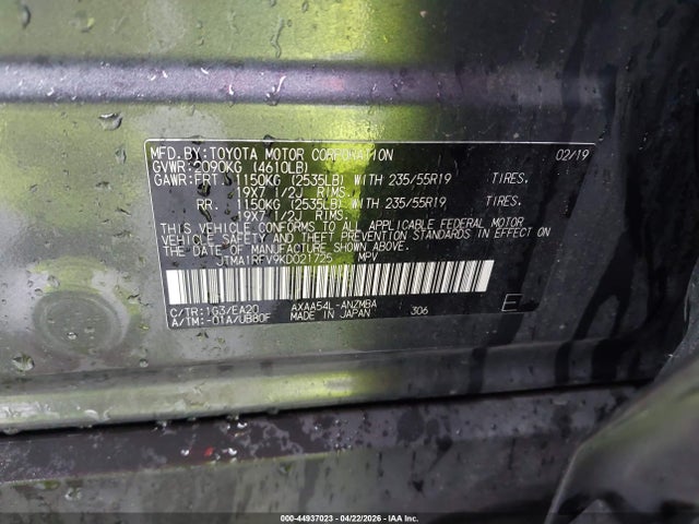 JTMA1RFV9KD021725 Toyota Rav4 Xle Premium