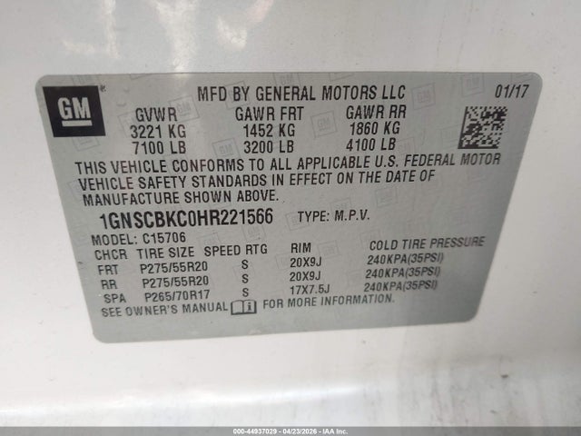 Chevrolet Tahoe Lt 2017 1GNSCBKC0HR221566 Image 9
