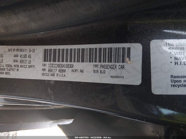 2016 Chrysler 200 Limited Platinum მანქანა იყიდება აუქციონზე, vin: 1C3CCCAB3GN188360, აუქციონის ნომერი: 44937053