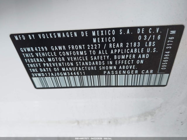 3VWD17AJ0GM344611 Volkswagen Jetta 1.8t Sport