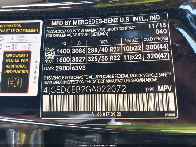 Продажа на аукционе авто 2016 Mercedes-benz Gle 450 Amg Coupe 4matic, vin: 4JGED6EB2GA022072, номер лота: 44937100