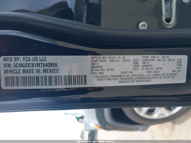 Aukcja sprzedaży 2021 Jeep Compass Limited 4x4, vin: 3C4NJDCB1MT540859, numer aukcji: 44937108