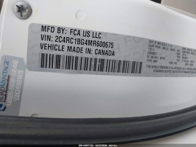 44937162 :رقم المزاد ، 2C4RC1BG4MR600675 vin ، 2021 Chrysler Pacifica Touring L مزاد بيع