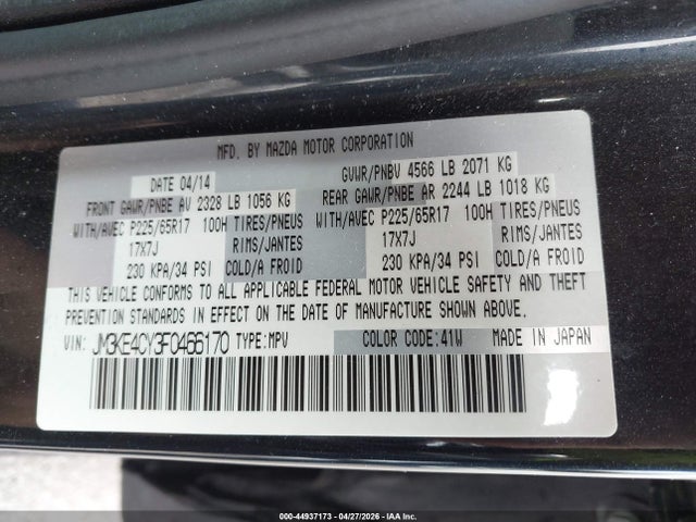 Aukcja sprzedaży 2015 Mazda Cx-5 Touring, vin: JM3KE4CY3F0466170, numer aukcji: 44937173