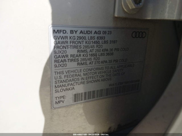 Aukcja sprzedaży 2024 Audi Q7 Premium Plus 45 Tfsi Quattro Tiptronic, vin: WA1LCBF75RD003609, numer aukcji: 44937188