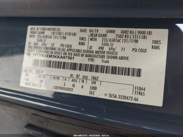 Ford Transit-250 2019 1FTYR3XM3KKA97561 Image 9
