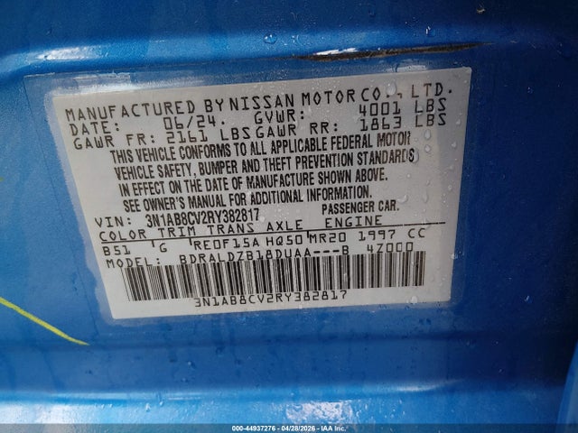 Aukcja sprzedaży 2024 Nissan Sentra Sv Xtronic Cvt, vin: 3N1AB8CV2RY382817, numer aukcji: 44937276