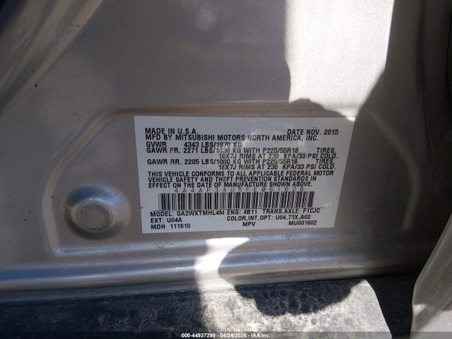 Продажа на аукционе авто 2015 Mitsubishi Outlander Sport Es, vin: 4A4AP3AU5FE061626, номер лота: 44937290