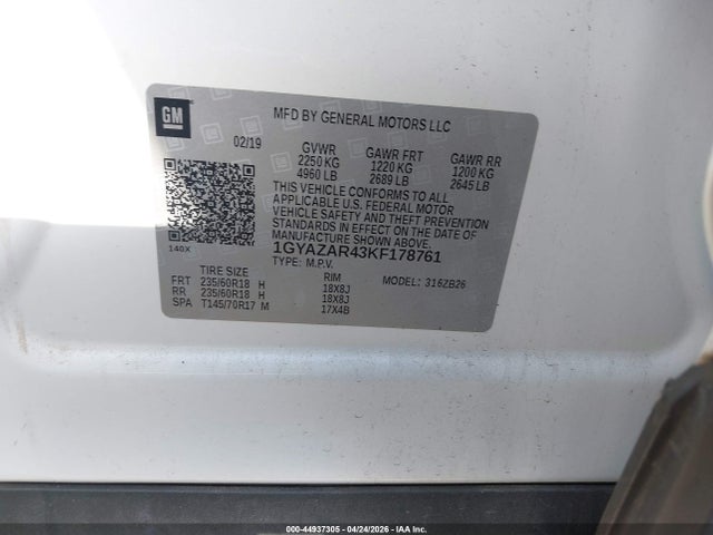 Продаж на аукціоні авто 2019 Cadillac Xt4 Luxury, vin: 1GYAZAR43KF178761, номер лоту: 44937305