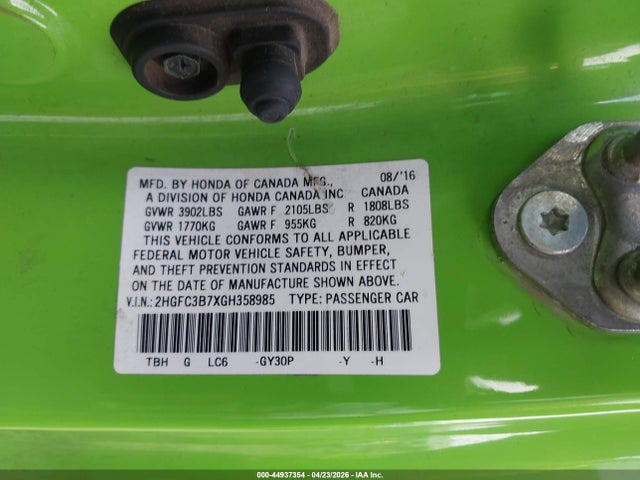 Honda Civic Ex-l 2016 2HGFC3B7XGH358985 Image 9