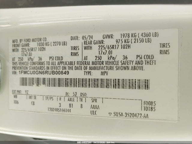 1FMCU0GN6RUB00849 Ford Escape Active