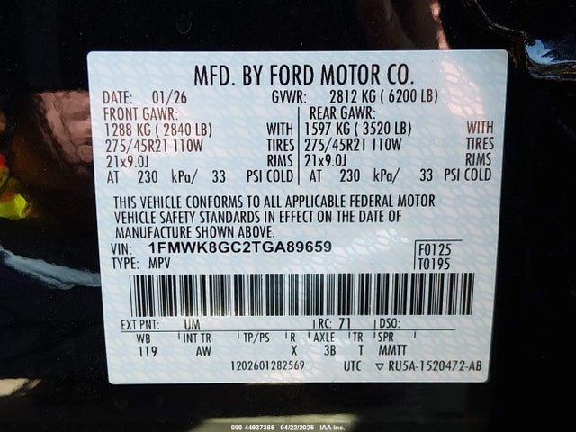 1FMWK8GC2TGA89659 Ford Explorer St