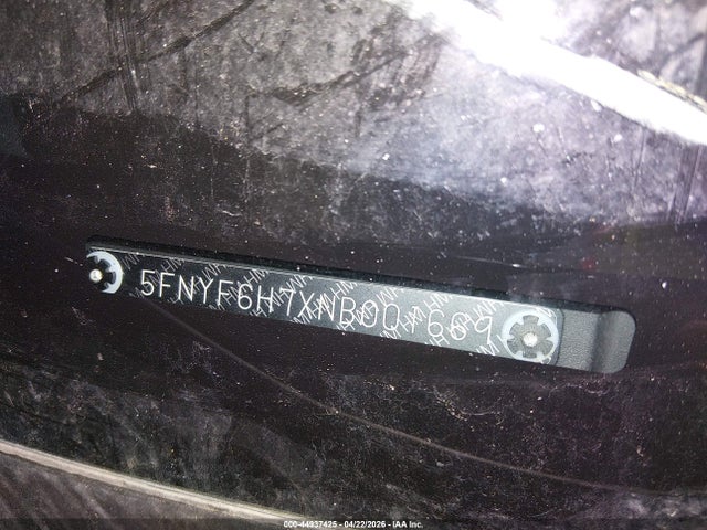 5FNYF6H7XNB001669 Honda Pilot Awd Black Edition