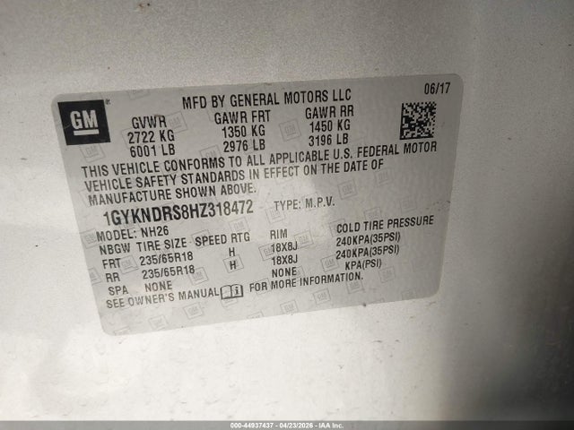 Продажа на аукционе авто 2017 Cadillac Xt5 Luxury, vin: 1GYKNDRS8HZ318472, номер лота: 44937437