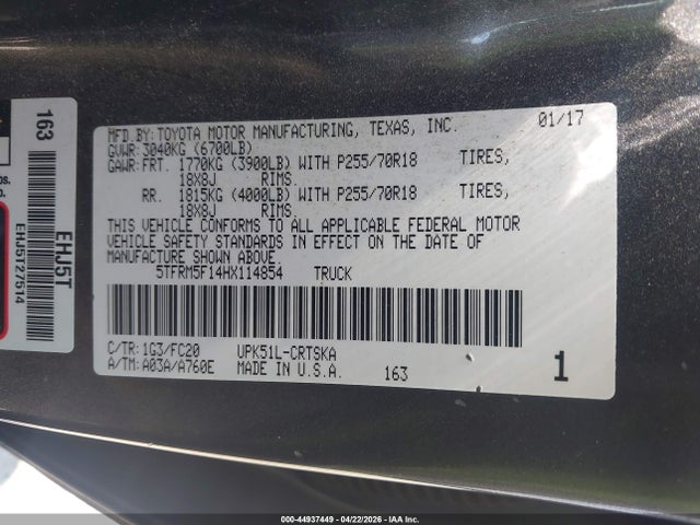 5TFRM5F14HX114854 Toyota Tundra Sr5 4.6l V8